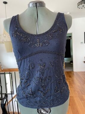Blue Janeville beaded tank